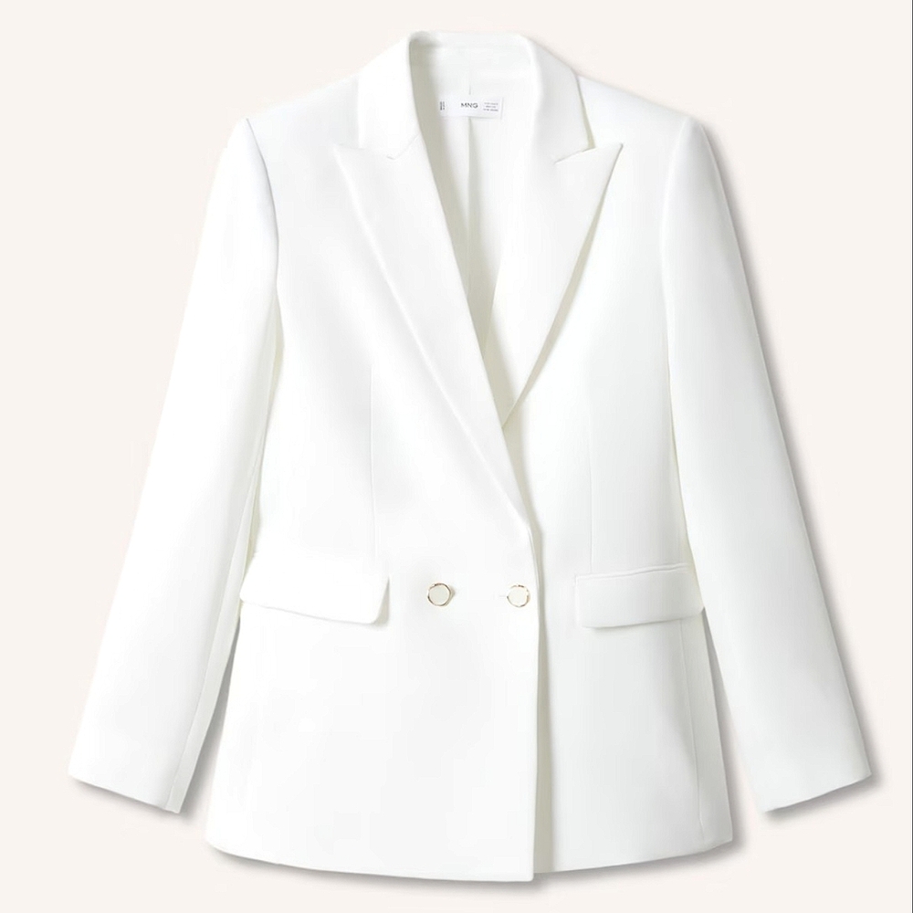 Mango double breasted suit blazer iguana ivory